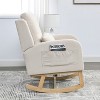 Beige 27.5 "W Modern Accent High Back Living Room Casual Armchair Rocker with One Lumbar Pillow, Two Side Pockets - 4 of 4