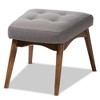 Waldmann Mid Century Modern Fabric Upholstered Ottoman Gray - Baxton Studio: Walnut-Finished Legs, Button-Tufted, Foam Padded - 4 of 4