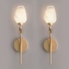 DORESshop 6 in. 1-Light Gold Wireless Dimmable Wall Sconce with Flower Art Glass Shade for Bedroom Living Room, 2-Pack - 4 of 4