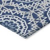 Navy Blue Ivory And Gray Floral Medallion Washable Indoor Outdoor Area Rug - 4 of 4