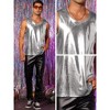 INSPIRE CHIC Men's Round Neck Sleeveless Shiny Disco Party Metallic Tank Top - 4 of 4