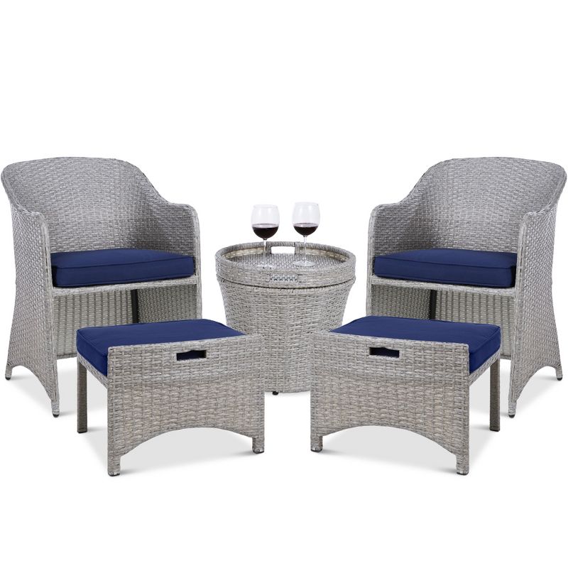 Best Choice Products 5-Piece Outdoor Wicker Patio Bistro  Furniture Set w/ Storage Table, No Assembly, 1 of 12