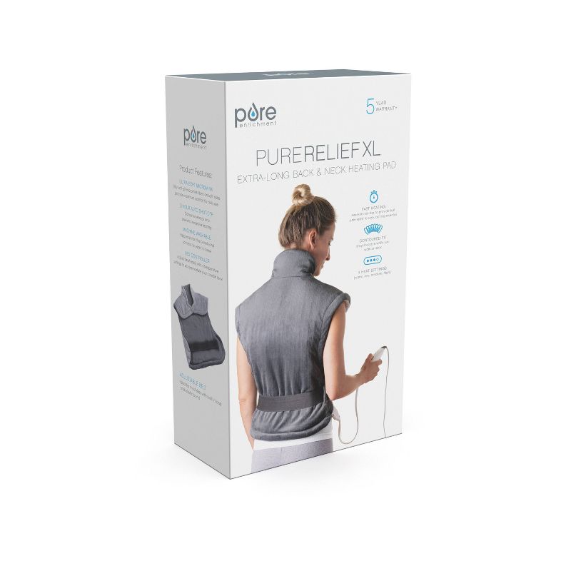 Pure Enrichment PureRelief XL Extra-Long Back and Neck Heating Pad - 29&#34; x 24&#34; - Gray, 3 of 13
