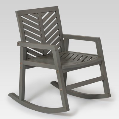 Slatted Chevron Acacia Wood Patio Rocking Chair - Saracina Home