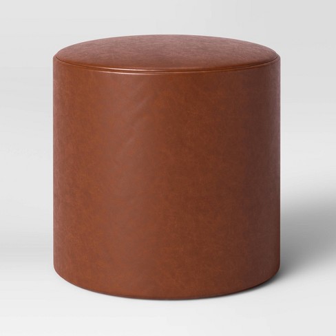 Faux leather shop ottoman round