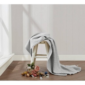 The Farmhouse by Rachel Ashwell 50"x60" Cotton Waffle Throw Gray - 1 of 4