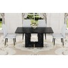 NicBex Dining Table Set for 4 Kitchen Table Black Marble Pattern MDF Dining Set with 4 White PU Chairs With a Widened Backrest Design - 3 of 4