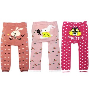 Wrapables Baby and Toddler Animal Leggings (Set of 3), 12 to 24 months, Cute in Pink - 1 of 4