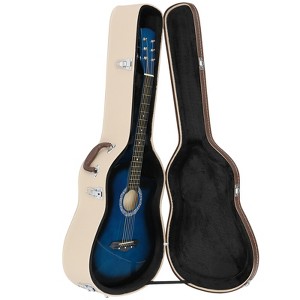 Acoustic Guitar Case Hard Dreadnought 41 Inch Carrying Wooden Hardshell with Lock for Airline Travel Beige - 1 of 4