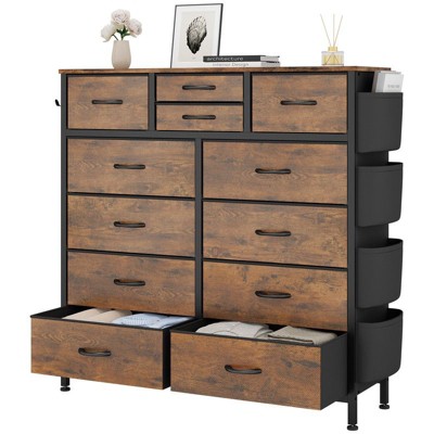 Gikpal 12 Drawer Dresser for Bedroom, Cupboards & Cabinets, Tall Dressers & Chests of Drawers for Bedroom, Side Pockets and Hooks, Living Room