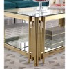 20" Polished Gold Stainless Steel Square End Table with Tempered Glass Top for Living Room and Bedroom - 3 of 4