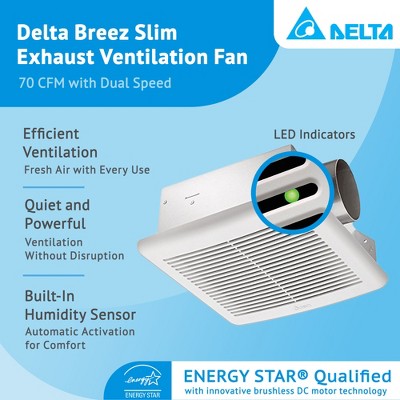 White Slim Energy Star Bathroom Exhaust Fan with Humidity Sensor