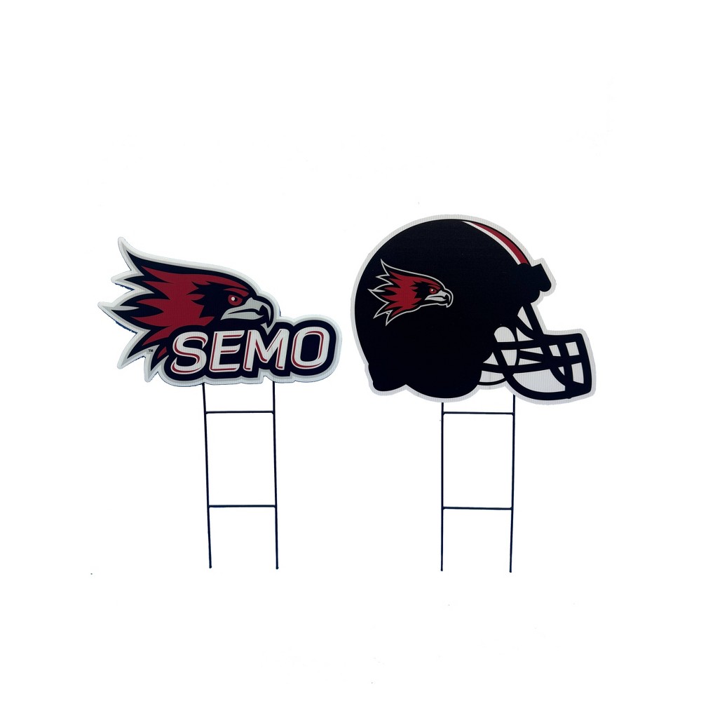 NCAA Southeast Missouri State Redhawks 2pk Logo and Helmet Garden Stake Set