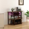 Vynxaria Bar Serving Carts, Rustic Brown Wine Cabinet with 10-Bottle Rack and Glass Holders, 47.2"L x 15.7"W x 35.4"H - 2 of 4