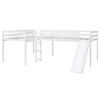 CAVINAS Twin Size Loft Bed L-Shaped Modern Wooden Bed Frame with Slide, Guardrail and Ladder for Bedroom - 3 of 4
