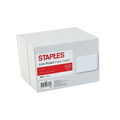 Staples 4" x 6" Line Ruled White Index Cards 500/Pack (50989) 233510