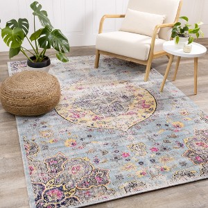 Rug Branch Contemporary Distressed Blue Indoor Area Rug - 1 of 4