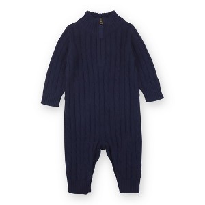 Hope & Henry Layette Baby Long Sleeve Half Zip Sweater Romper, Infant - 1 of 4