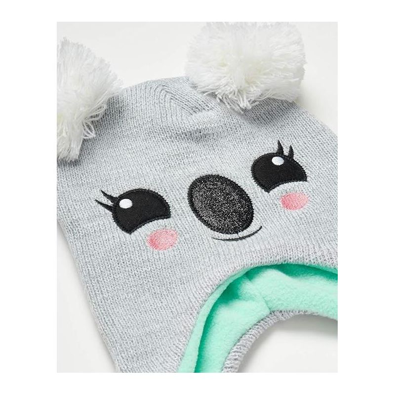 Girls Critter Koala Winter Hat and 2 Pair Gloves or Mittens (Toddler/Little Girls), 2 of 5