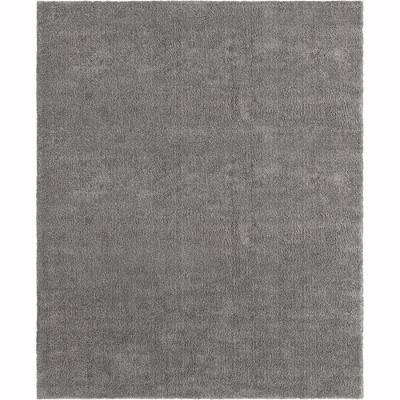 Sleek Gray Rectangular Easy-Care Synthetic Rug - 10' x 13'