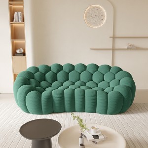 WJSHome Bubble Sofa,98.43'' Comfy Breathable Mesh Fabric Upholstered Curved Couch, 3D Honeycomb Shape Modern Couch for Living Room - 1 of 4