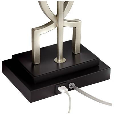 Evan Brushed Nickel Table Lamps with USB and Dimmer Set