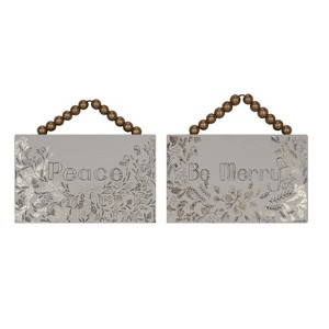 Transpac MDF Plaques Bead Hanger Ditsy Art Set of 2 Multicolor Wall Art for Christmas Indoor Decoration and Gifts - 1 of 1
