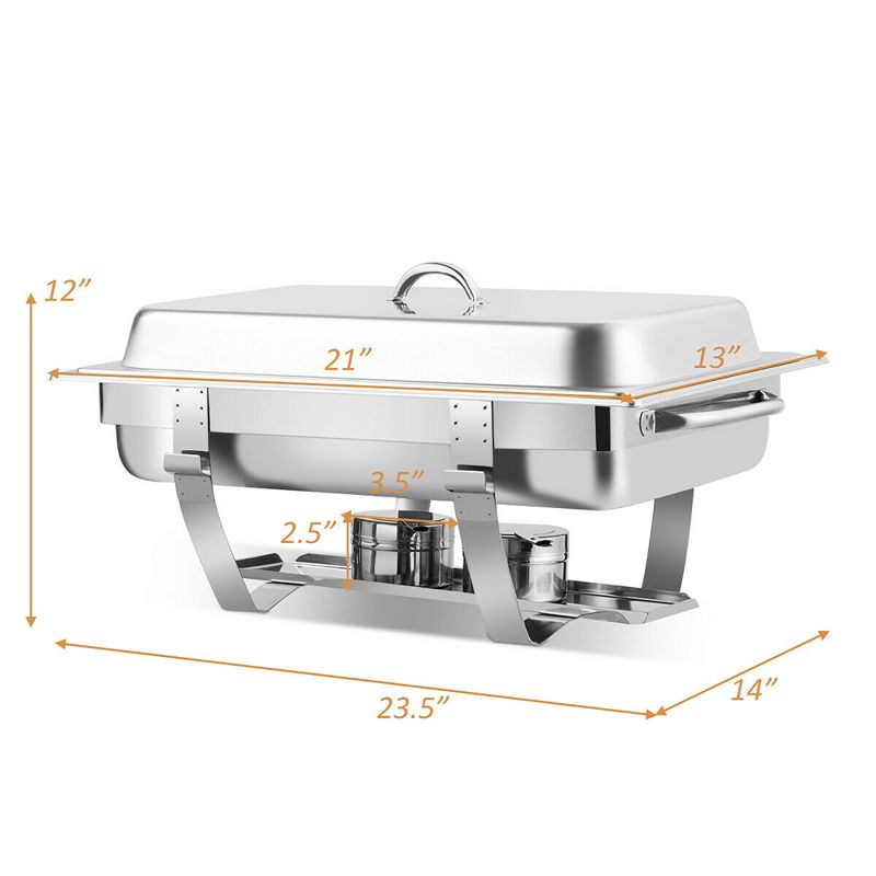 Costway 2 Packs Full Size Chafing Dish 9 Quart Stainless Steel Rectangular Chafer Buffet, 3 of 11