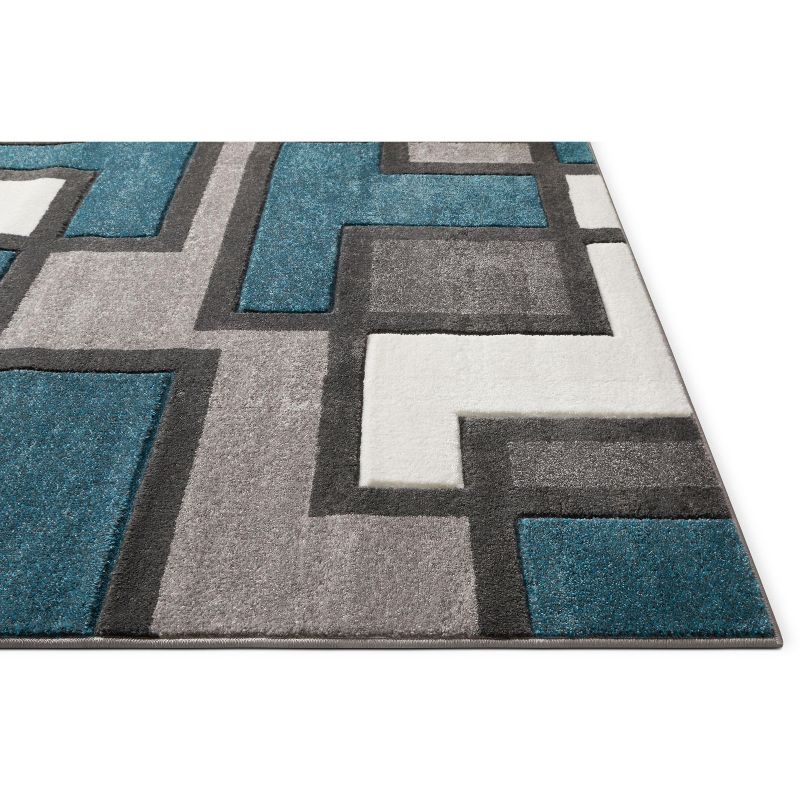 Uptown Squares Modern Geometric Comfy Casual Hand Carved Abstract Boxes Contemporary Thick Soft Plush Area Rug, 4 of 7