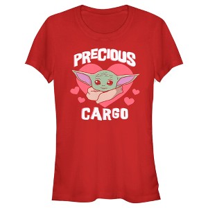 Juniors Womens Star Wars The Mandalorian Valentine's Day The Child Precious Cargo T-Shirt - 1 of 4