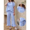 INSPIRE CHIC Women's Plaid Cute Gingham Short Sleeve Babydoll Shirt Pants Pajama Lounge Set - 2 of 4