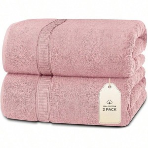Luxurious Jumbo Bath Sheet, 600 GSM, 35x70, 100 Ring Spun Cotton, Dusty Pink - 1 of 4