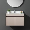 KWPZQEB Marble Vanity Top, with Undermount Rectangular Middle Sink and 4" Height Backsplash, 1 Predrilled Centerset, Carrara white with veins - 3 of 4