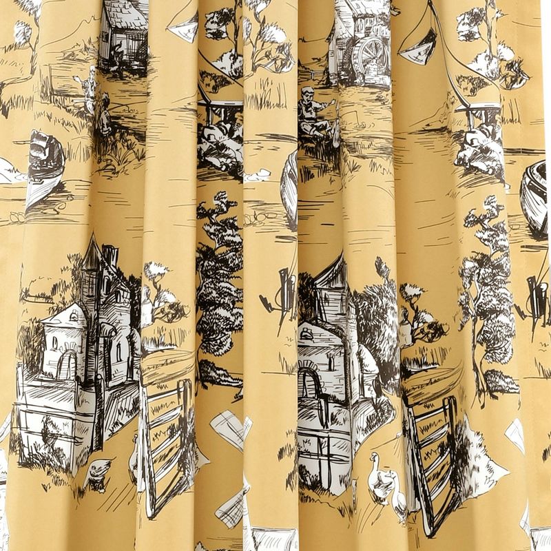 Set of 2 French Country Toile Light Filtering Window Curtain Panels  - Lush Décor, 4 of 12