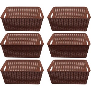 YBM Home Plastic Rattan Storage Box Basket Organizer for Bathroom, Pack of 6 - 1 of 4