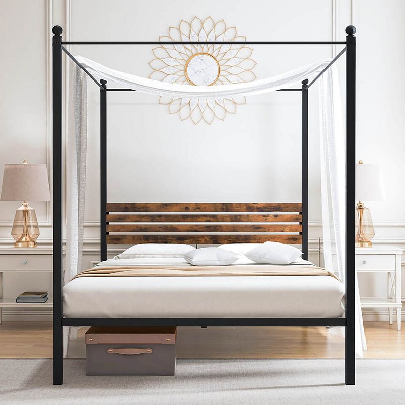 Tangkula Twin/Full/Queen Size 4-Post Canopy Bed Frame Rustproof Metal Noise-free with Foot Pads, 4 of 11
