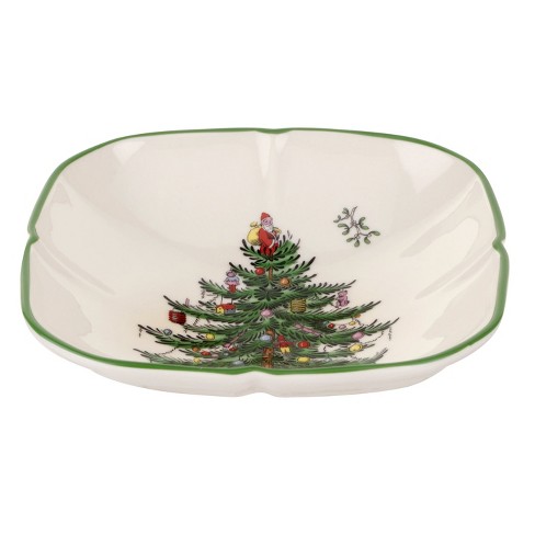 Spode Christmas Tree 5 Square Food Storage Container & Plastic Lid NWT