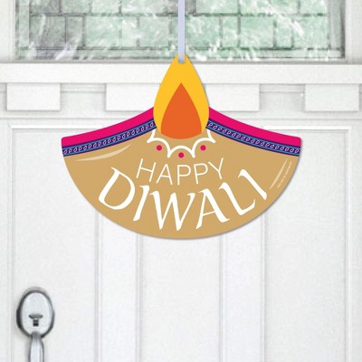 Big Dot of Happiness Happy Diwali - Hanging Porch Festival of Lights Party Outdoor Decorations - Front Door Decor - 1 Piece Sign