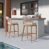 PURPLE LEAF Bar Stools Set of 2 Height Metal Bar Chairs with Back Modern Aluminum Tall Comfy Wicker Woven Boho Barstools Garden Pool Patio Outdoor - 2 of 4