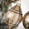 Neutral Plaid Ornament Multicolor 4.5"H Glass Set of 3 - 2 of 3