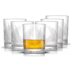 JoyJolt Gatsby Art Deco Whiskey Glasses - Set of 6 Old Fashioned Whiskey Glasses - 10 oz