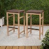 JONATHAN Y Armand Modern Coastal Backless Acacia Wood Outdoor Bar Stool with Woven Rope Sea (Set of 2) - 2 of 4