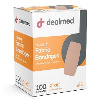 Dealmed 2" x 4" Fabric Bandage Adhesive with Non-Stick Pad, Latex Free Wound Care