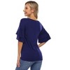 Clearlove Women's Casual Blouses Ruffle Sleeve T Shirts V Neck Double Tiered Bell Sleeve Top - 4 of 4