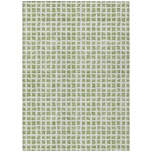Artichoke Green And Ivory Geometric Washable Indoor Outdoor Area Rug - 1 of 4