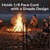 Sunnydaze Indoor/Outdoor Steel Fire Pit or Fireplace Firewood Log Rack Holder with Hooks - 30" - 3 of 4