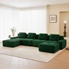 153" Corduroy U-Shaped Modular Sectional Sofa with 2 Movable Ottomans, Pearl-Like Piping, and Tufted Design - 2 of 4