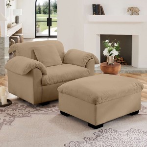 CAVINAS Velvet Accent Chair with Storage Function Cushion and Pillows,Upholstered Living Room Chairs with Ottoman,Reading Chairs for Living Room - 1 of 4