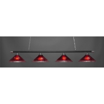 Toltec Lighting Oxford 4 - Light Island Pendant Light in  Chrome/Matte Black with 16" Raspberry Crystal Shade