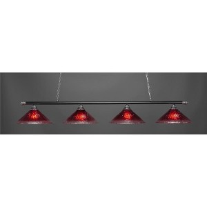 Toltec Lighting Oxford 4 - Light Island Pendant Light in  Chrome/Matte Black with 16" Raspberry Crystal Shade - 1 of 1
